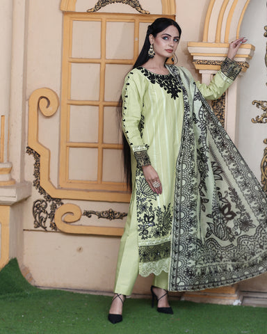 Designer Embroidered Three Piece | Sahiba | Khaddar