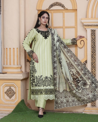 Designer Embroidered Three Piece | Sahiba | Khaddar