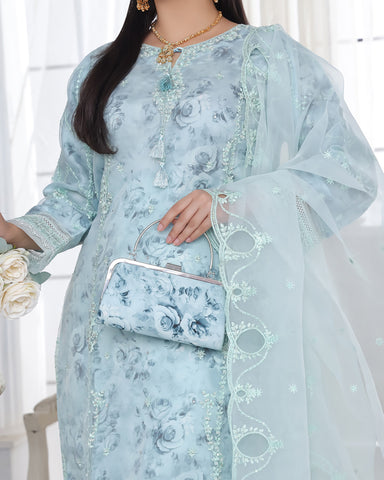 Three Piece Formals | Festive Embroidered - Husna | Premium Organza