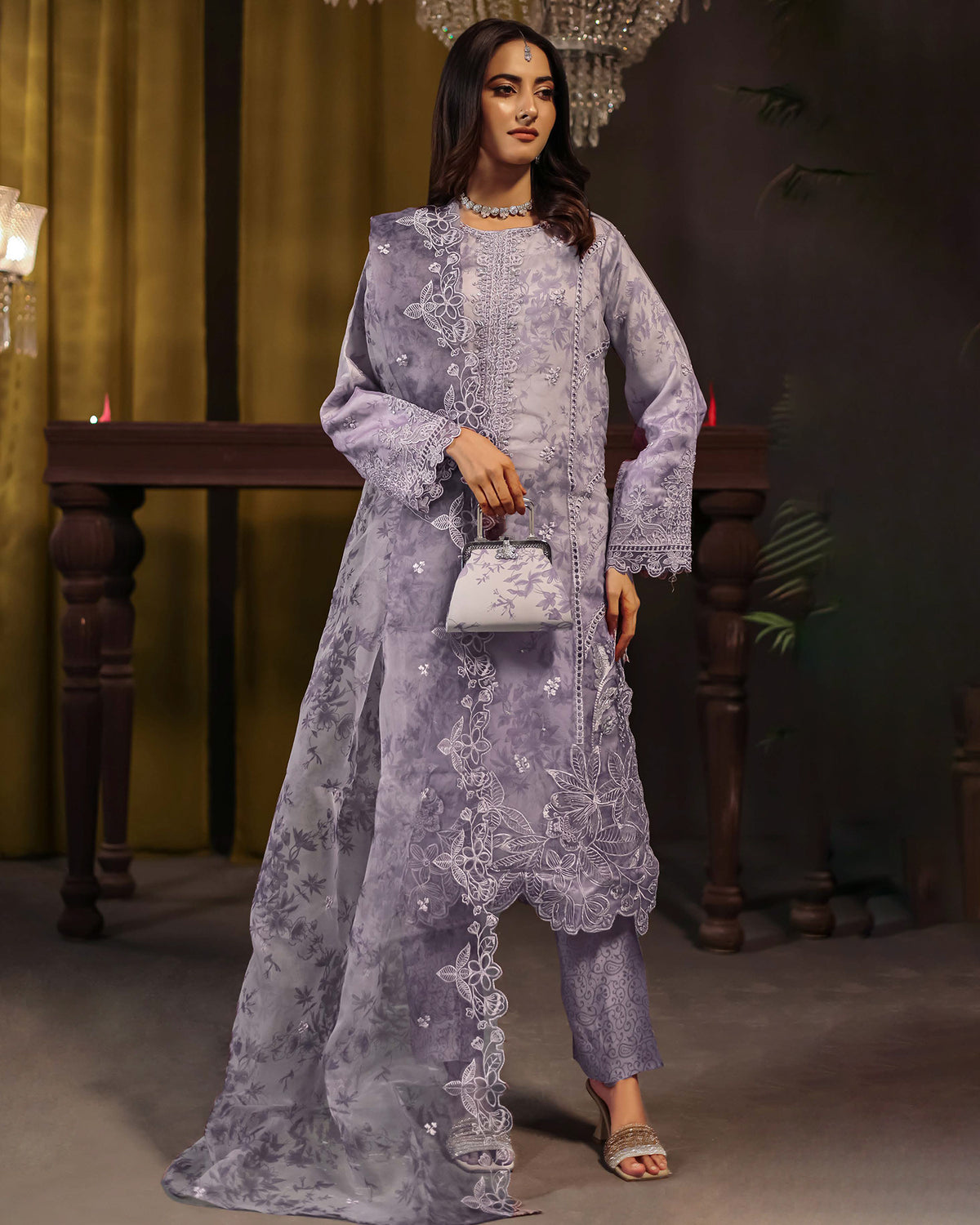 Three Piece Formals | Festive Embroidered - Jahira | Premium Organza