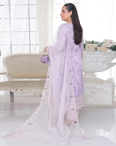 Three Piece Formals | Festive Embroidered - Husna | Premium Organza