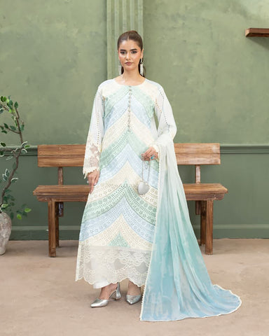 Designer Three Piece | Embroidered - Layers | Premium Lawn