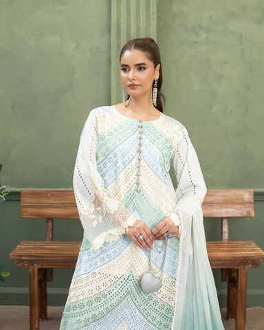 Designer Three Piece | Embroidered - Layers | Premium Lawn