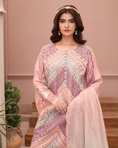 Designer Three Piece | Embroidered - Layers | Premium Lawn