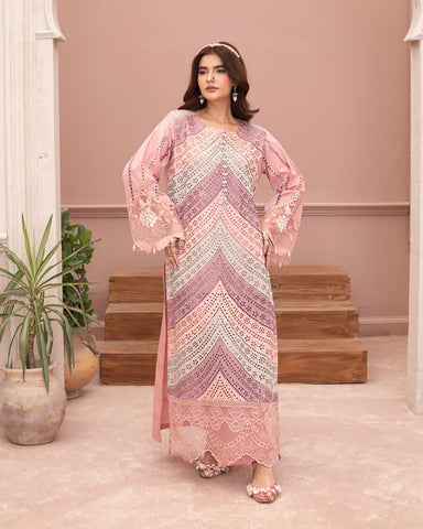 Designer Three Piece | Embroidered - Layers | Premium Lawn