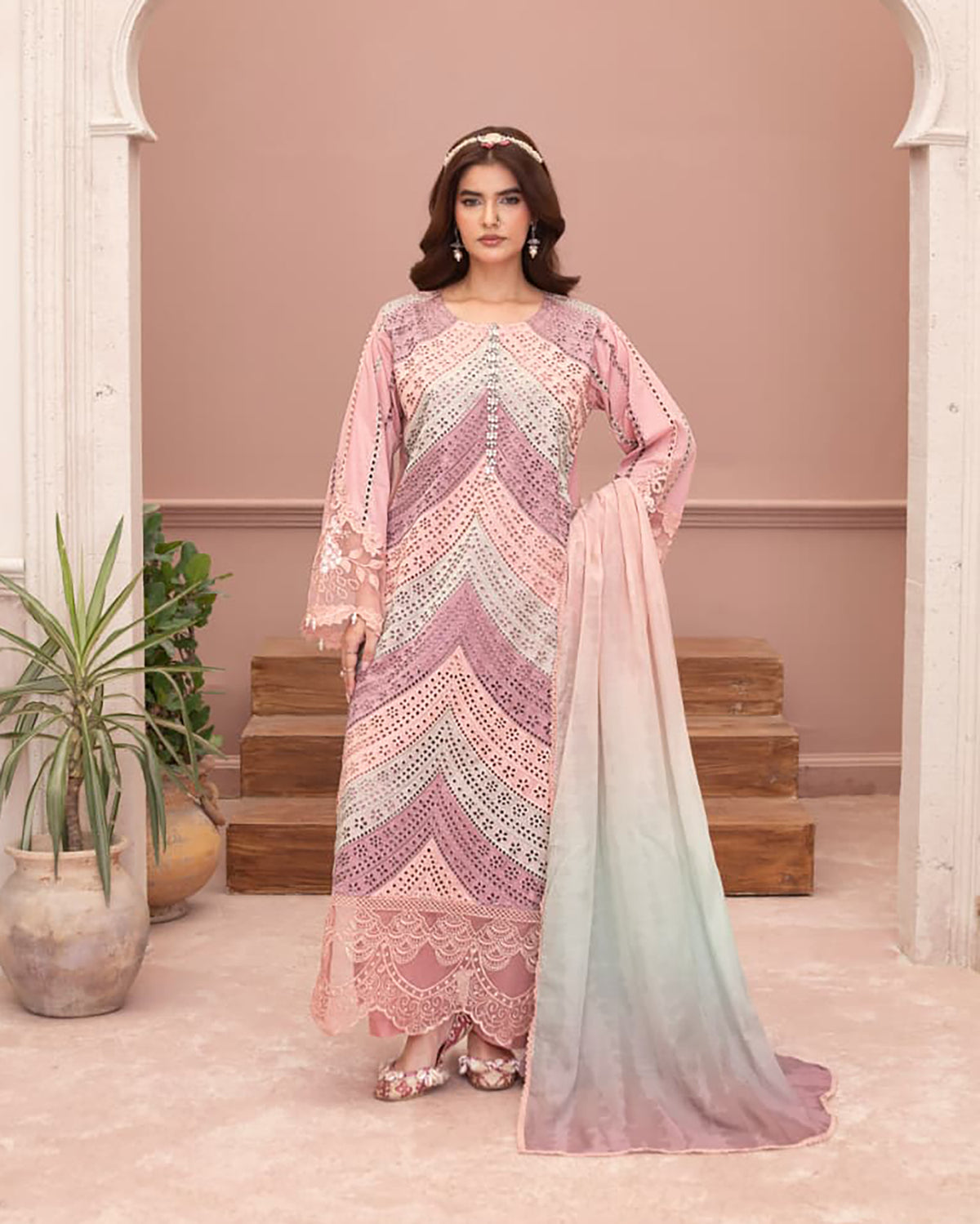 Designer Three Piece | Embroidered - Layers | Premium Lawn