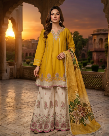 Designer Three Piece | Embroidered - Naqash-E-Zulekha | Premium Lawn