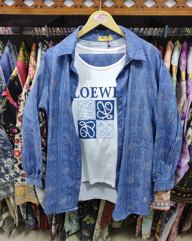 Western Denim Co-ord Set | Designer Mukesh | Denim Styled Lycra