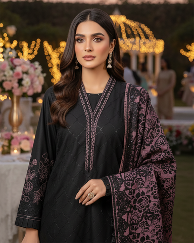 Three Piece Formals | Embroidered - Aswad - Eid Special | Premium Lawn