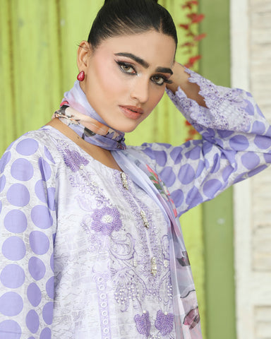 Designer Three Pieces | Polka Dots | Cambric