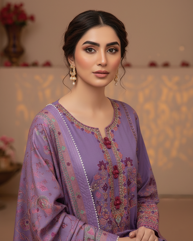 Designer Three Piece | Nain Tara | Luxury Winter Cotton