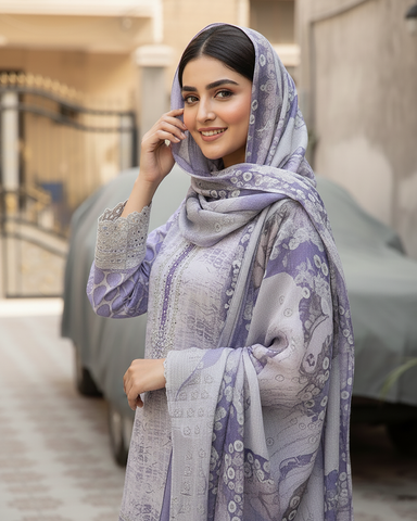Designer Three Piece | Embroidered - Aanchal | Premium Winter Cotton