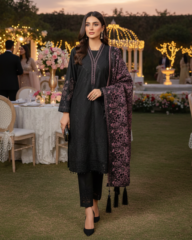 Three Piece Formals | Embroidered - Aswad - Eid Special | Premium Lawn
