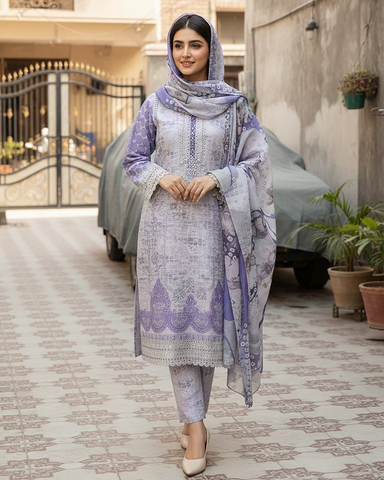 Designer Three Piece | Embroidered - Aanchal | Premium Winter Cotton