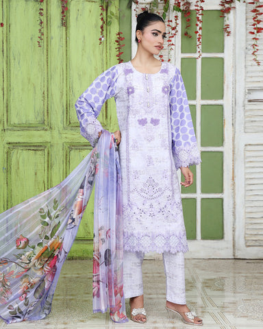 Designer Three Pieces | Polka Dots | Cambric