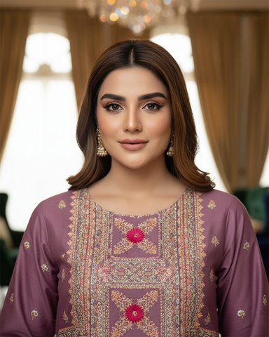 Designer Three Piece | Embroidered - Badshah Begum | Premium Lawn Cotton