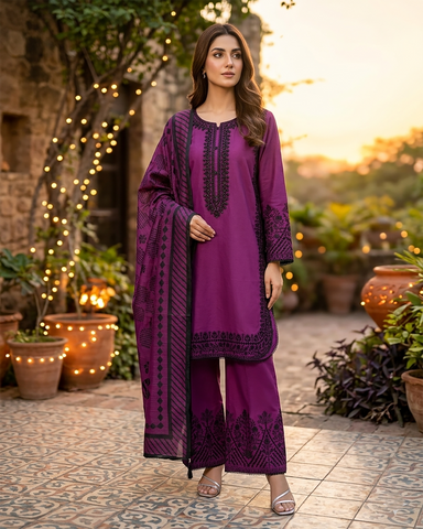 Designer Three Piece | Embroidered - Luxury Virsa Iconic | Premium Lawn