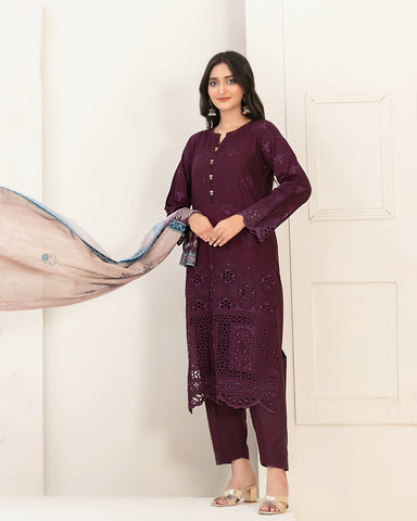 Designer Three Piece | Embroidered - Luxury Riyana | Premium Lawn