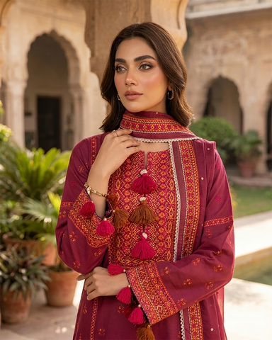 Designer Three Piece | Embroidered - Gulnaar | Premium Lawn