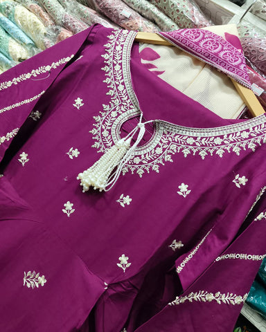 Designer Three Piece Frock | Embroidered - Anmol 2 | Premium Lawn Cotton