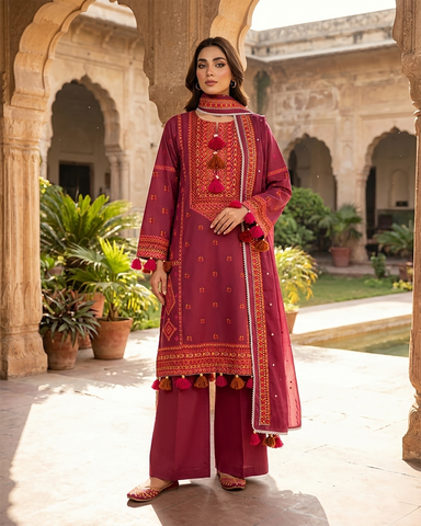 Designer Three Piece | Embroidered - Gulnaar | Premium Lawn