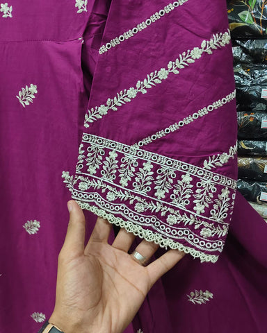 Designer Three Piece Frock | Embroidered - Anmol 2 | Premium Lawn Cotton