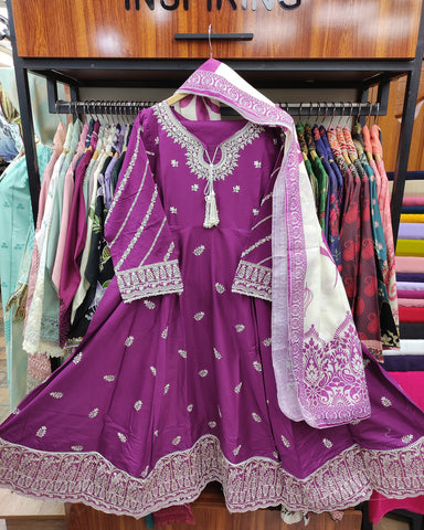 Designer Three Piece Frock | Embroidered - Anmol 2 | Premium Lawn Cotton
