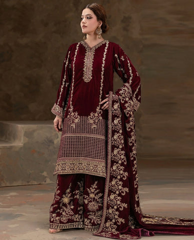 Sham-E-Khas - Embroidered - Luxury Micro 13000 Falcon Velvet