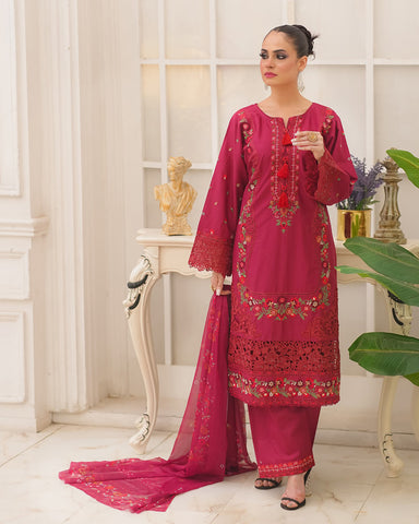 Designer Three Piece | Embroidered - Bahar Begum | Premium Lawn
