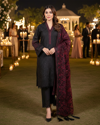 Three Piece Formals | Embroidered - Aswad - Eid Special | Premium Lawn