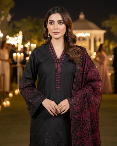 Three Piece Formals | Embroidered - Aswad - Eid Special | Premium Lawn