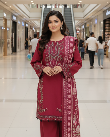 Designer Embroidered Three Piece | Khayal | Premium Khaddar