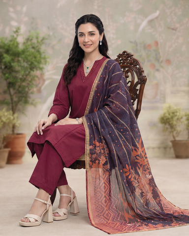 Digital Three Piece | Designer "Isola"- Eid Special | Premium Cotton Lawn