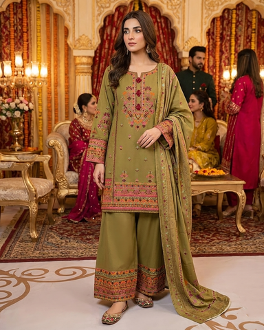 Designer Three Piece | Nain Tara | Luxury Winter Cotton