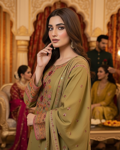 Designer Three Piece | Nain Tara | Luxury Winter Cotton