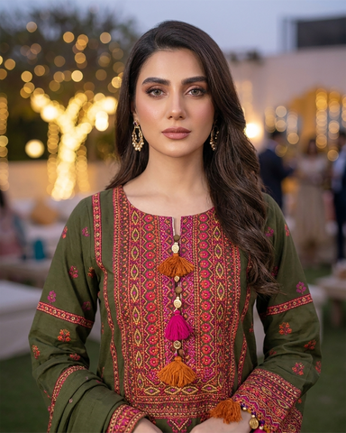 Designer Three Piece | Embroidered - Gulnaar | Premium Lawn