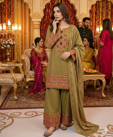 Designer Three Piece | Nain Tara | Luxury Winter Cotton