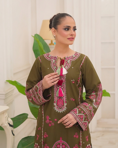 Designer Three Piece | Embroidered - Heer Ranjha | Premium Lawn