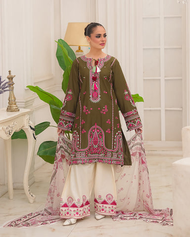 Designer Three Piece | Embroidered - Heer Ranjha | Premium Lawn