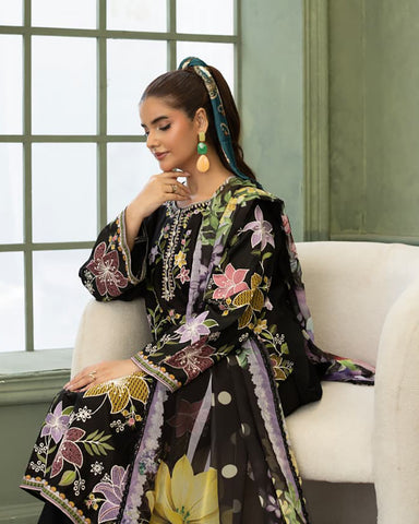 Designer Three Piece | Embroidered - Multi Chrome | Premium Lawn