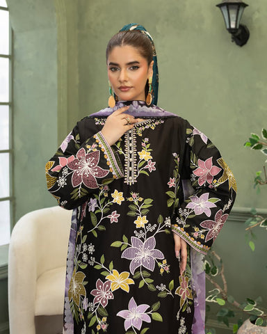 Designer Three Piece | Embroidered - Multi Chrome | Premium Lawn