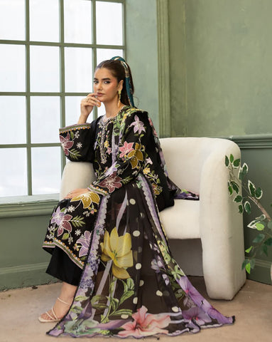 Designer Three Piece | Embroidered - Multi Chrome | Premium Lawn
