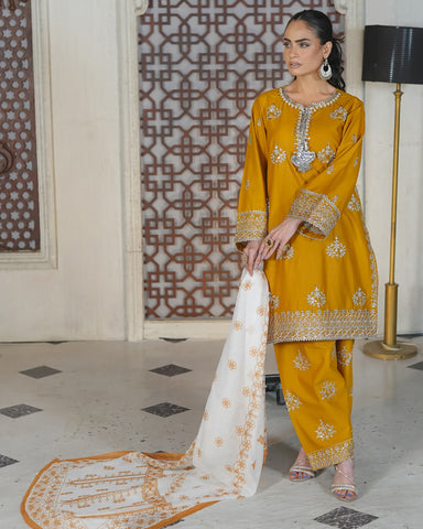 Designer Three Piece | Embroidered Handwork - Sakura | Summer Lawn