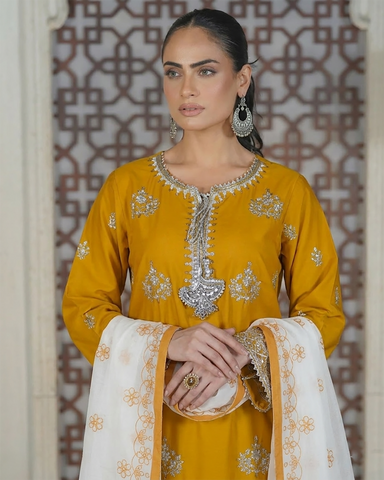 Designer Three Piece | Embroidered Handwork - Sakura | Summer Lawn