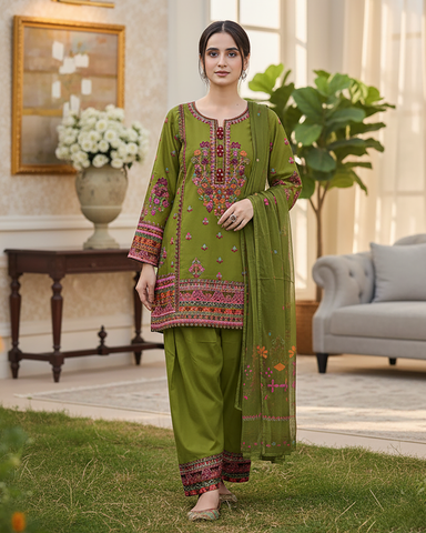 Designer Three Piece | Nain Tara | Winter Cotton