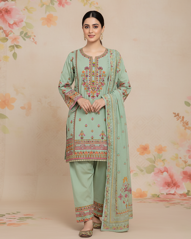 Designer Three Piece | Nain Tara | Winter Cotton