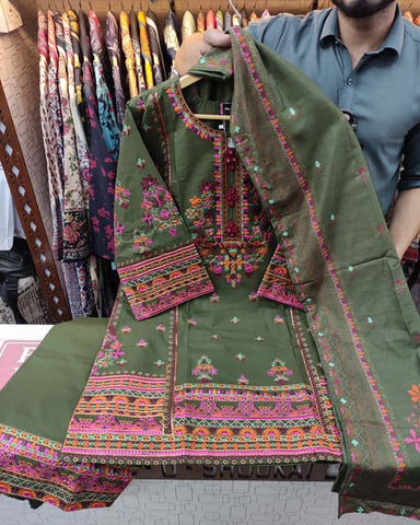 Designer Three Piece | Nain Tara | Luxury Winter Cotton