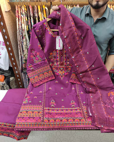 Designer Three Piece | Nain Tara | Luxury Winter Cotton