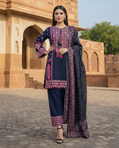 Designer Three Piece | Embroidered - Jannat | Premium Lawn