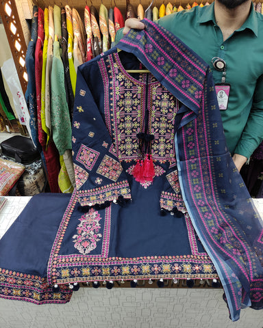 Designer Three Piece | Embroidered - Jannat | Premium Lawn